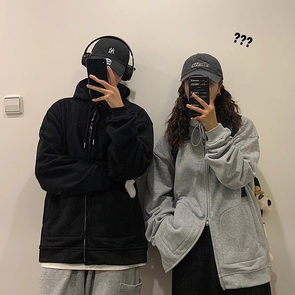 【11296包邮】2025春秋新款青少年学生加绒简约韩版夹克开衫卫衣