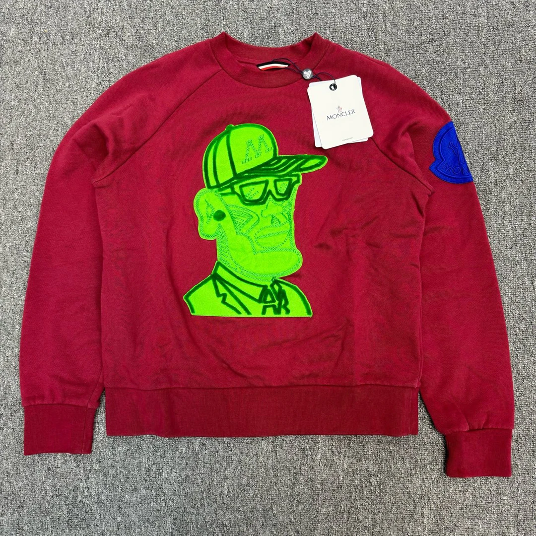 99新 MONCLER 7388527 Moncler 蒙口红色人像卫衣 M码仅试穿