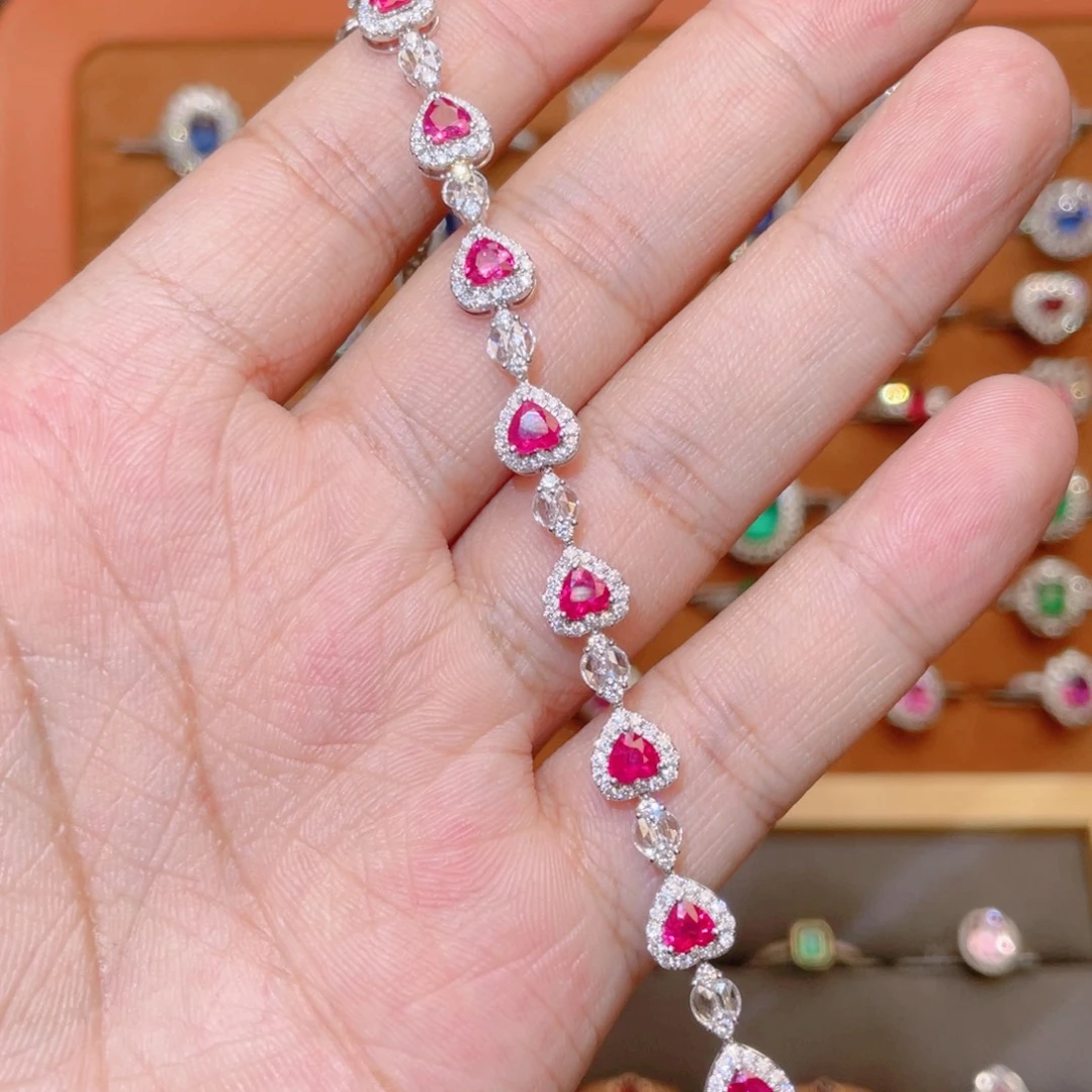 红宝石手链18K金镶嵌3.23ct 缅甸