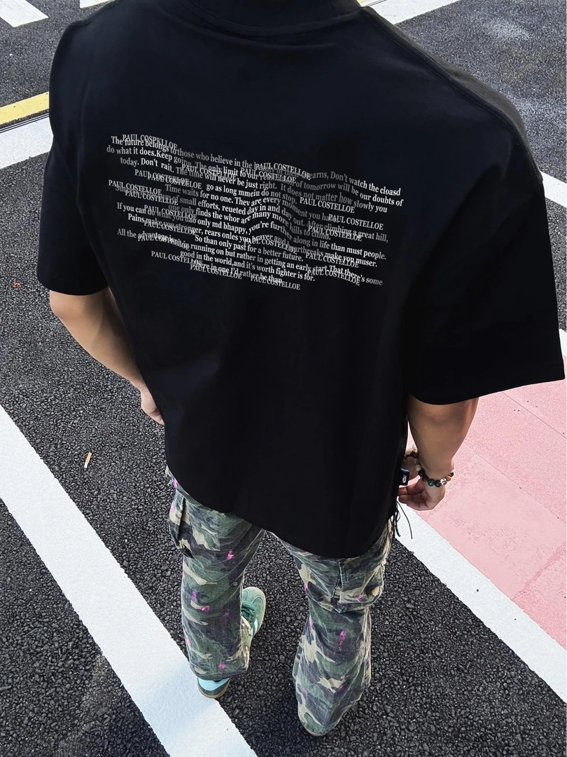 美式重磅纯棉设计感潮牌短袖t恤男款美式高街半袖潮流男装上衣