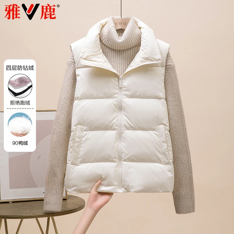 雅鹿2025春季新款羽绒服女马甲短款韩版时尚休闲大码坎肩保暖马夹