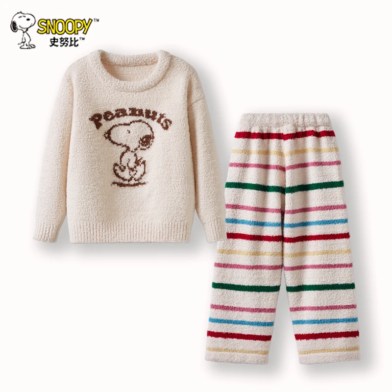 新款儿童秋冬珊瑚睡衣套装男童女童半边加厚法兰绒保暖家居服