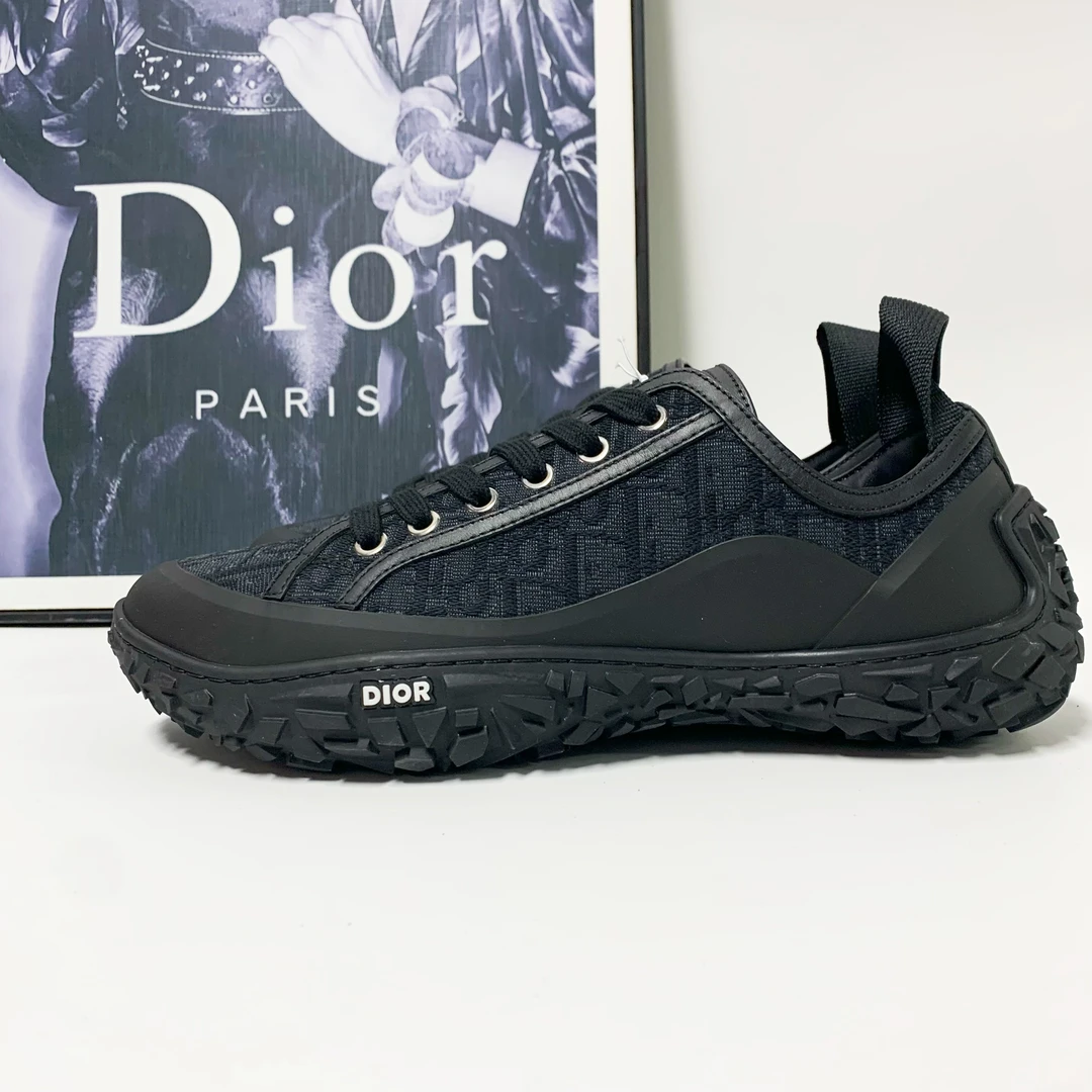 未使用 DIOR/迪奥 迪奥B28系列黑深蓝帆布刺绣运动鞋户外
