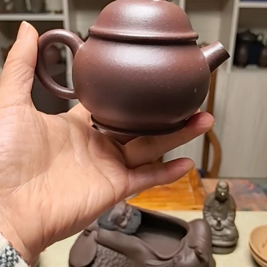 茶宠紫砂巨轮声140cc手工制作老紧泥