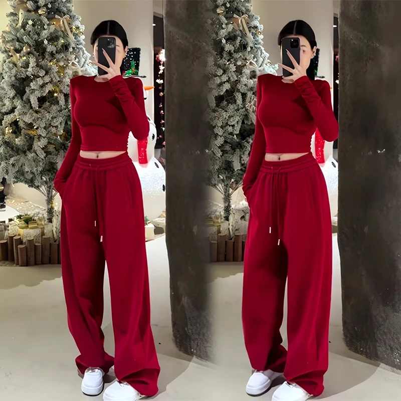 时尚洋气休闲套装女2025春季爆款韩版成熟风轻奢上衣休闲裤两件套