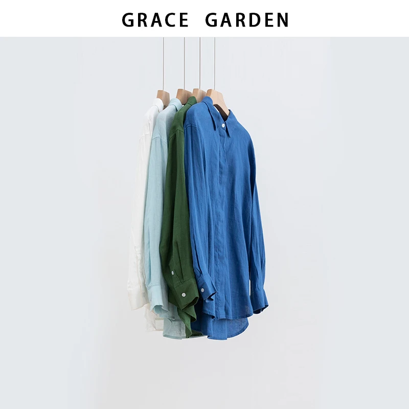 GRACE GARDEN【小禾植物染！】Polo领宽松百搭长袖衬衫NCY3C3059