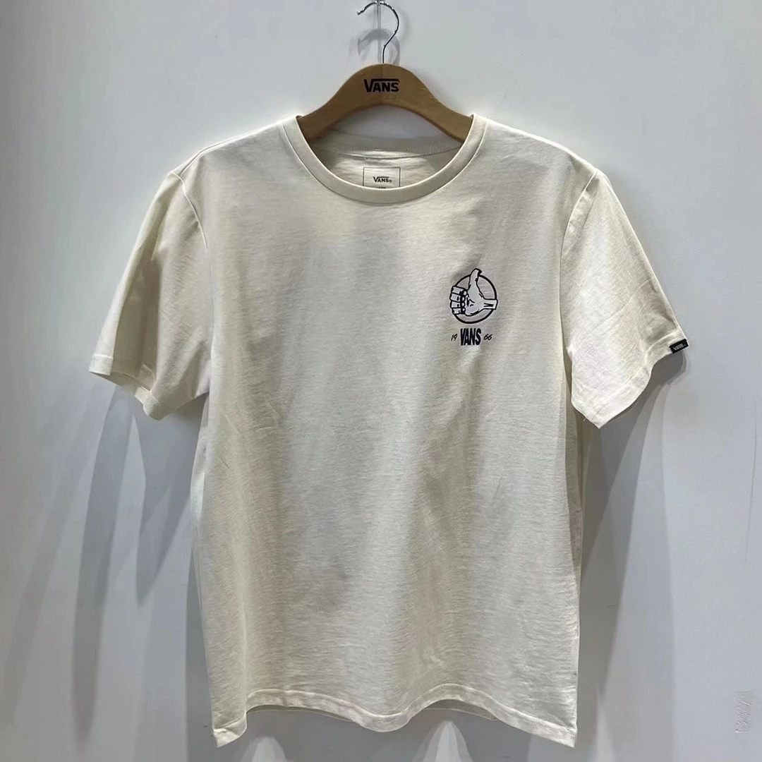 VANS 夏季米白色字母百搭舒适男女同款休闲圆领短袖VN0A7TR73KS