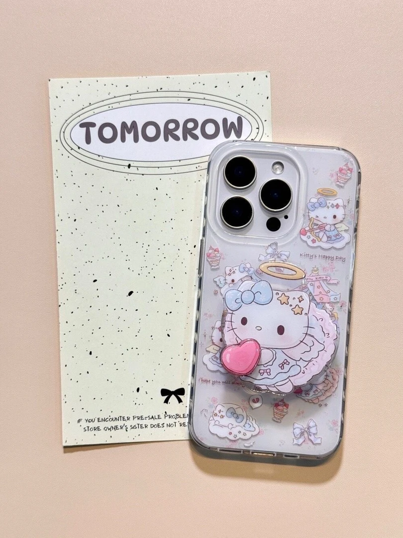 kitty丘比特小天使适用苹果17pro双层iPhone15转转14支架13手机壳