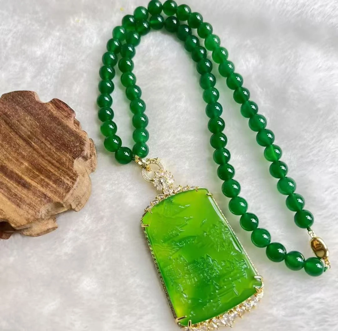 Y 典藏品 绿大山水牌高端项链美观大气美轮美奂尽显魅力