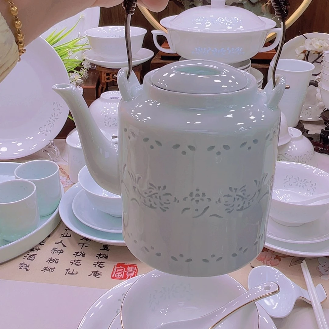 瓷双鱼不描金水壶1个装