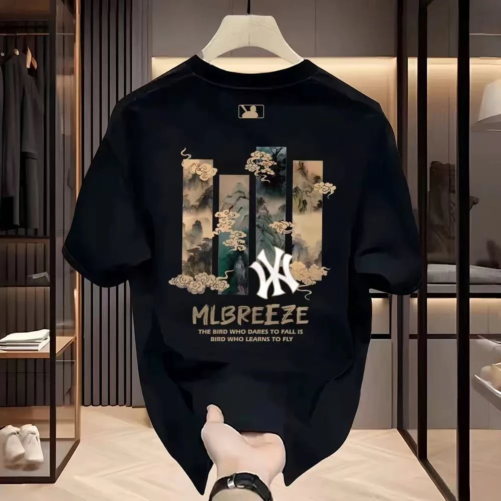 【高品质男装】男潮流个性印花短袖t恤夏季纯棉韩版百搭圆 领上衣