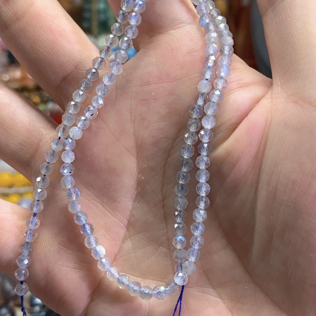 未镶嵌玛瑙/玉髓珠宝半成品灰月光一条卡4mm