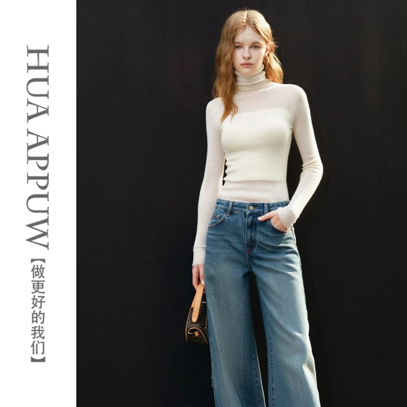 画朴极简风百搭款高领保暖针织衫2025秋冬新款内搭兼外穿上衣女装