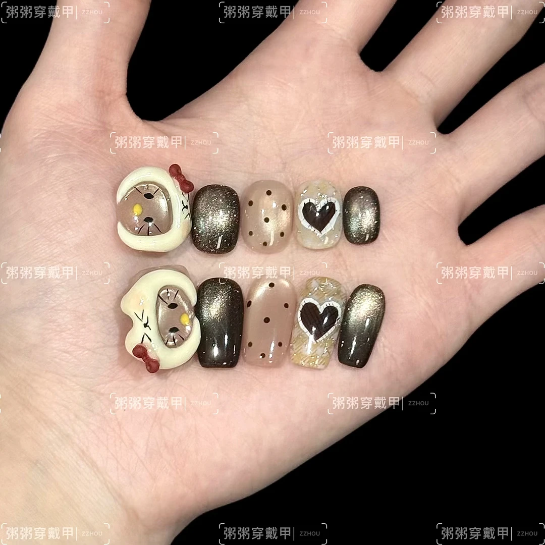 【戴戴帽kitty】 设计师美甲设计师纯手工穿戴甲裸色美出好看高质