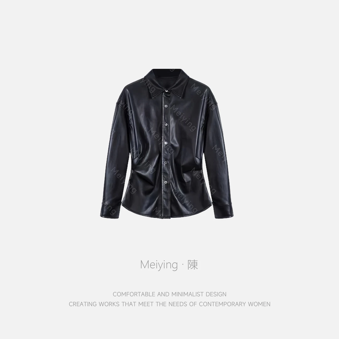 Meiying-“罗腾堡”时尚气质反驳领收腰单排扣皮衣皮草YA5QP006