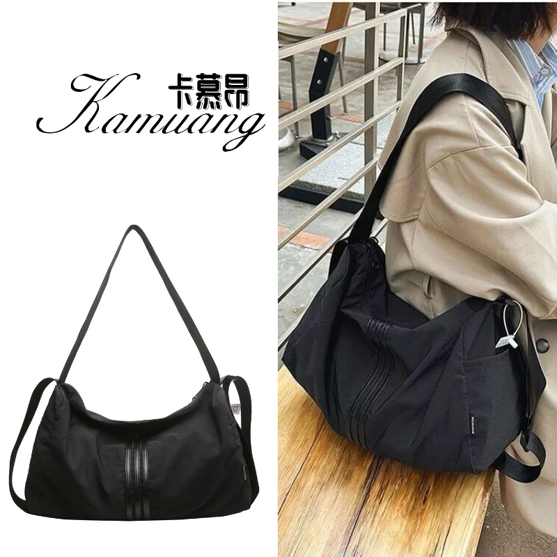 轻便休闲尼龙布单肩包女运动包包男2025新款百搭出差大容量斜挎包