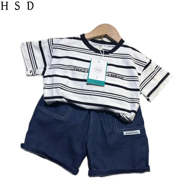 【516】儿童女童牛仔男童时尚夏季夏款条纹