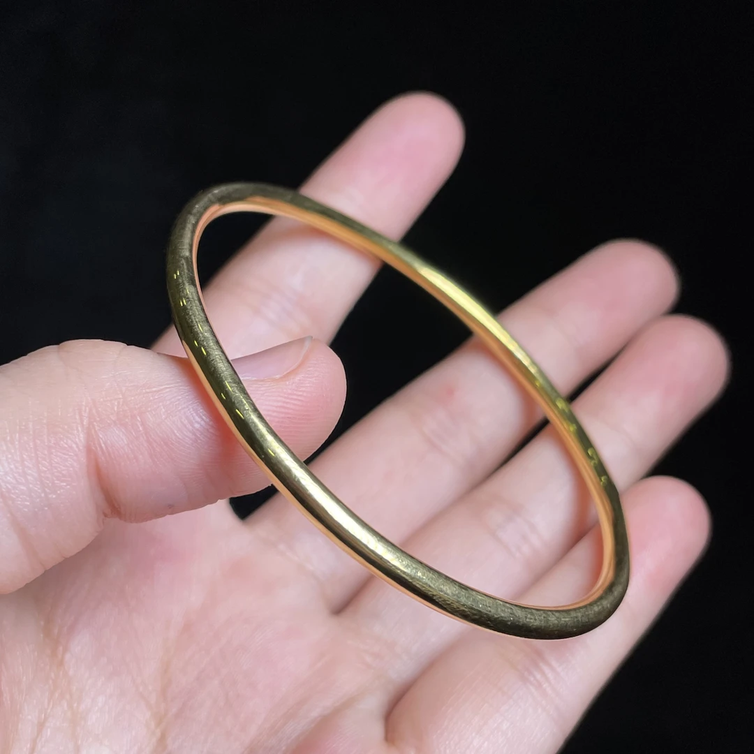 足银银制品 L【玉氏珠宝】足银999.9手镯金色手镯 CAN1790370