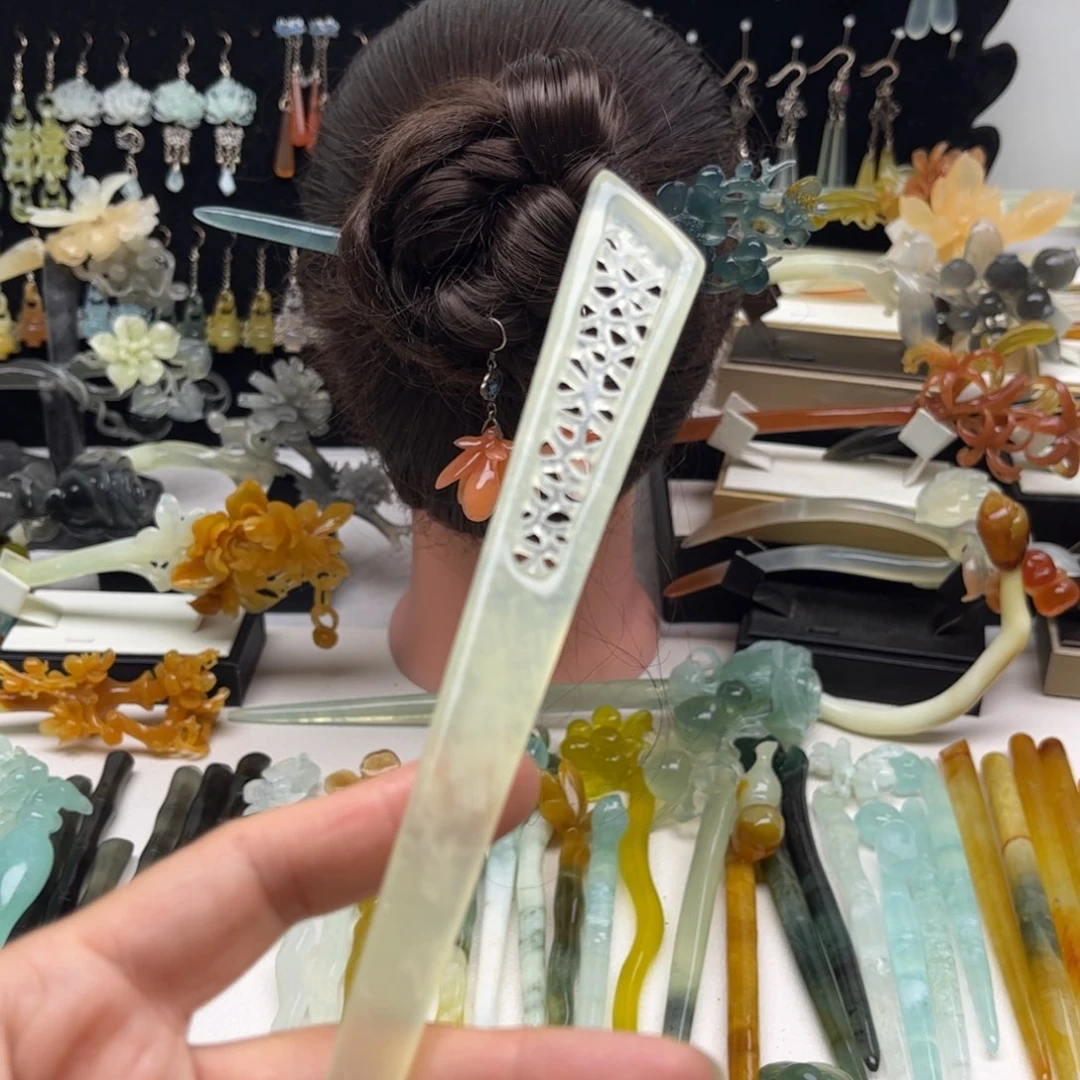 蛇纹石玉合金发簪