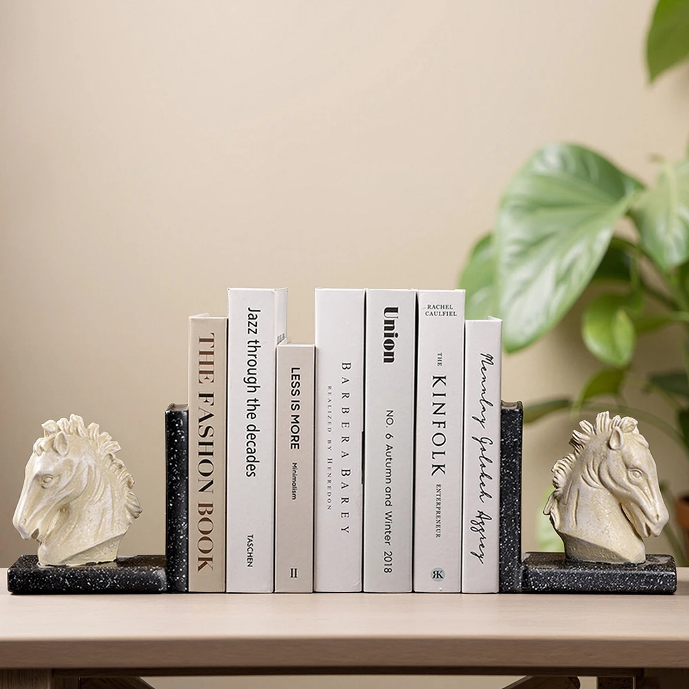 马年生肖书挡书靠家居客厅书房办公室装饰道具书夹文件整理书立架