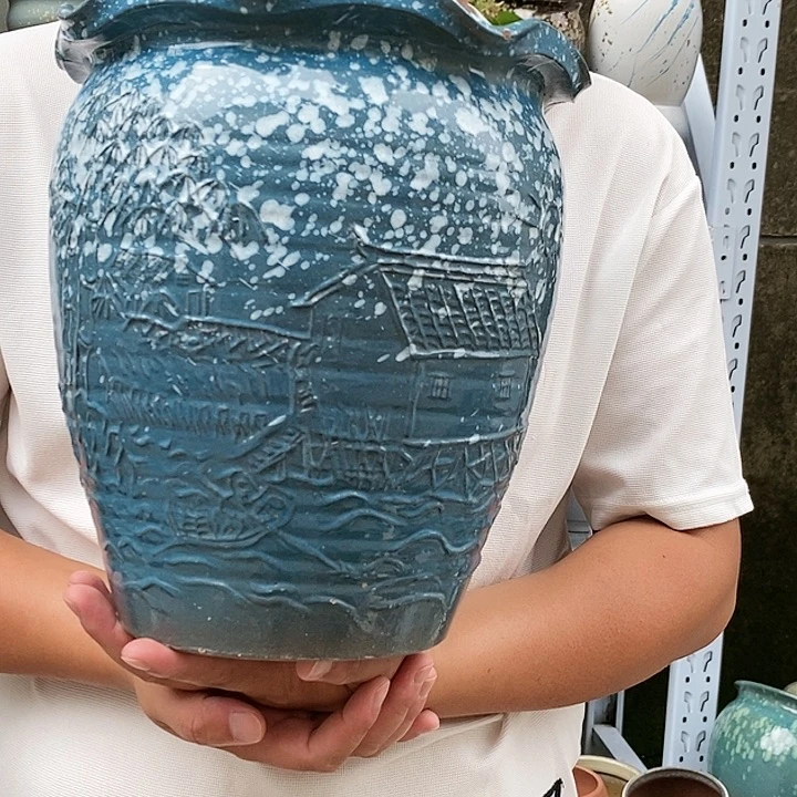 紫砂花盆口24高27瑕疵
