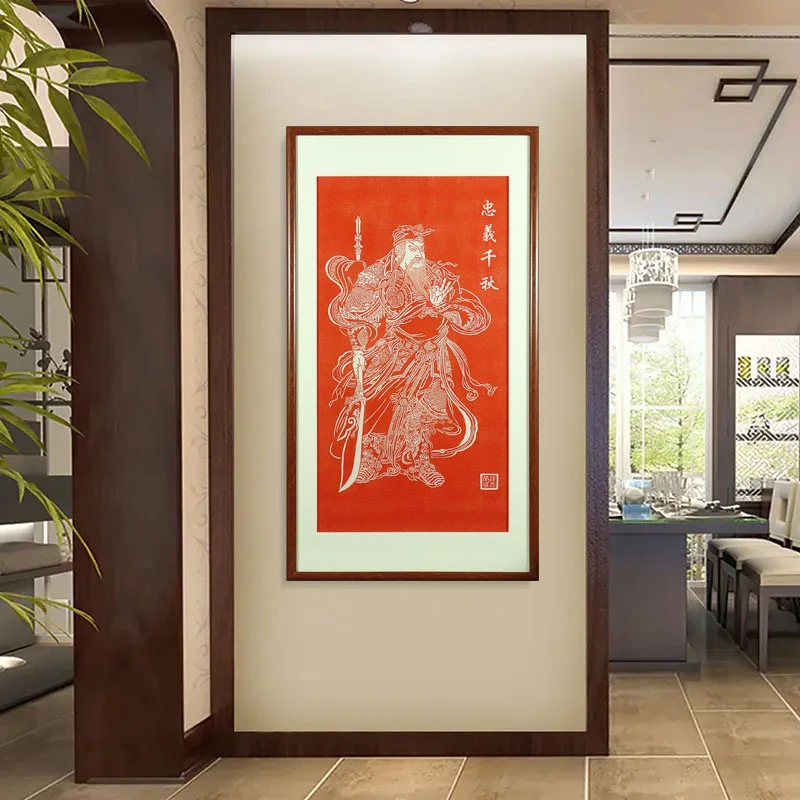 关公拓片关二爷关羽关圣帝君手工非遗拓片客厅书房会客室玄关挂画
