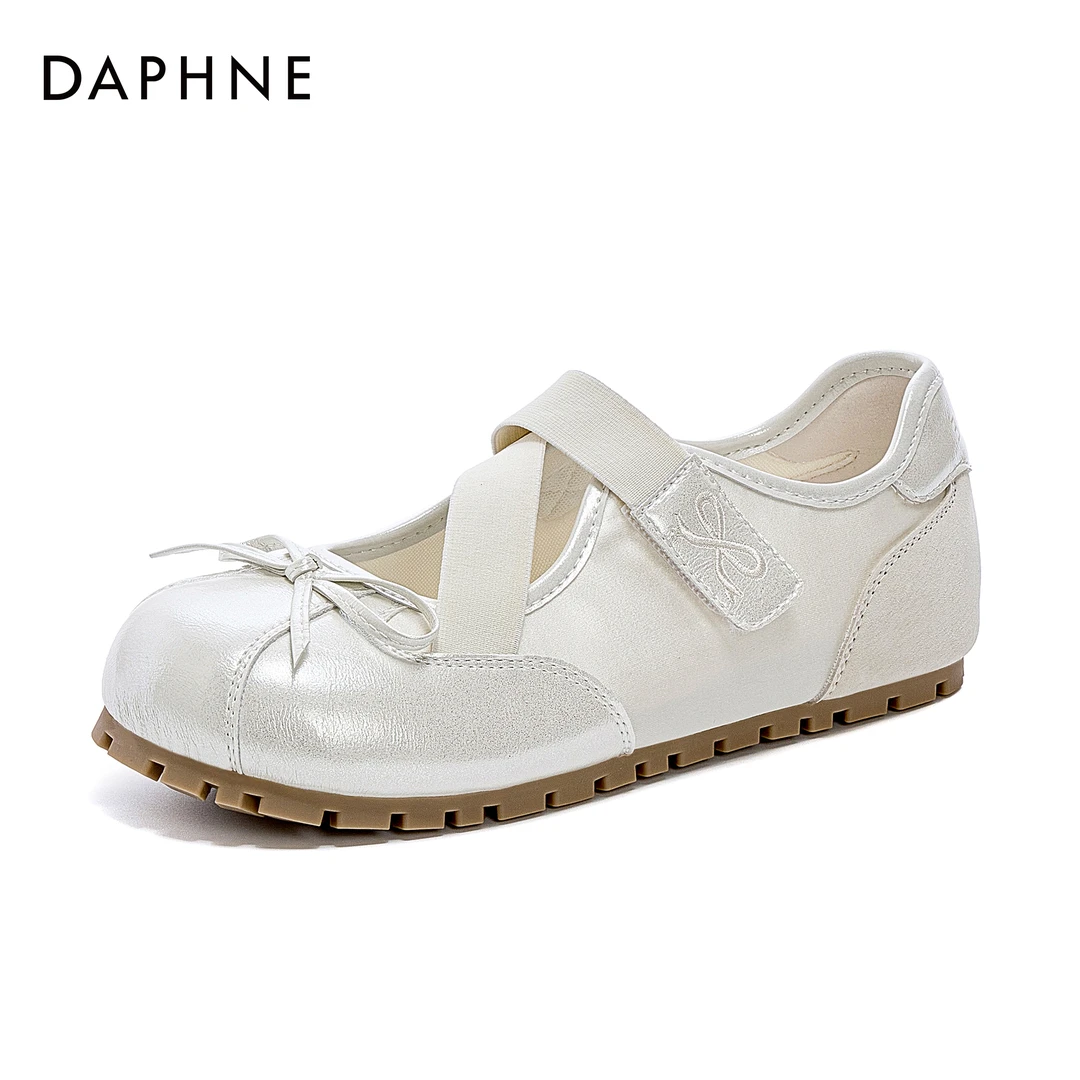 达芙妮2025春夏百搭小众休闲鞋子复古圆头浅口凉鞋透气芭蕾风女鞋