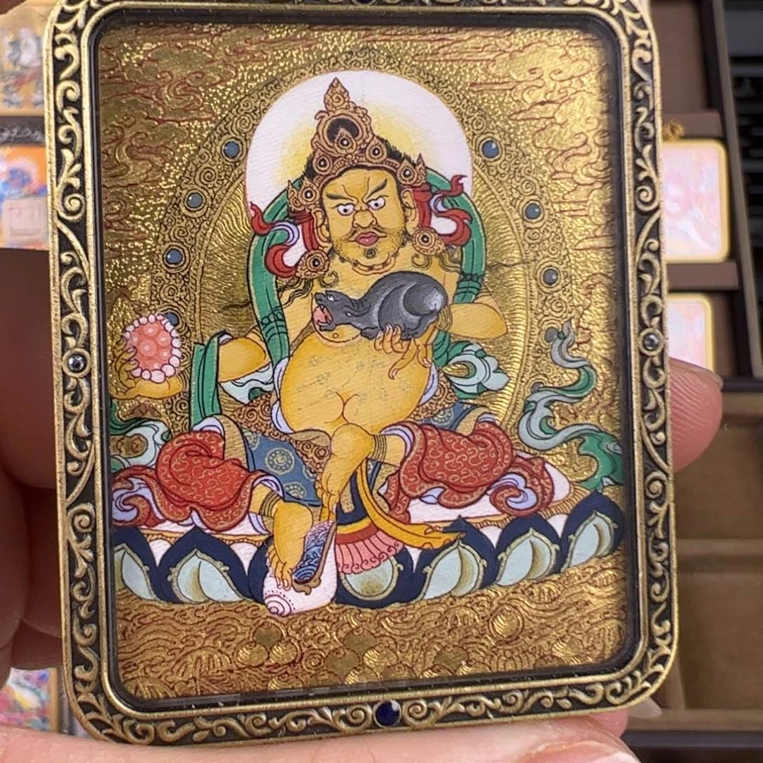 ****芊吊坠黄财神唐卡绘画作品