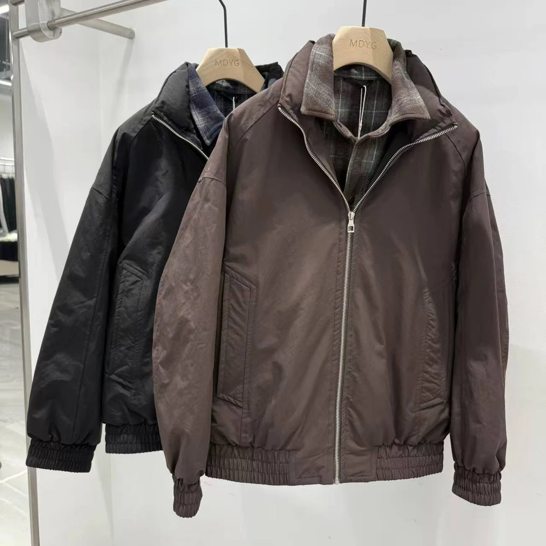 男士冬季90白鸭绒羽绒服时尚休闲百搭轻薄假二件外套韩版潮流款式