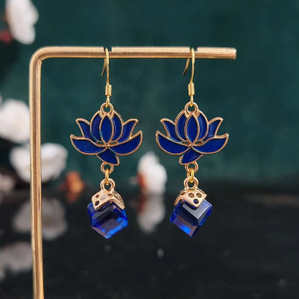 多吉米蓝荷雅境DIY耳环耳饰套装新中式复古配古装汉服旗袍马面裙