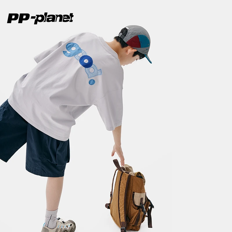 PP星球男童【凉感 考拉棉】贴布绣字母短袖T恤中大童夏款休闲百搭t