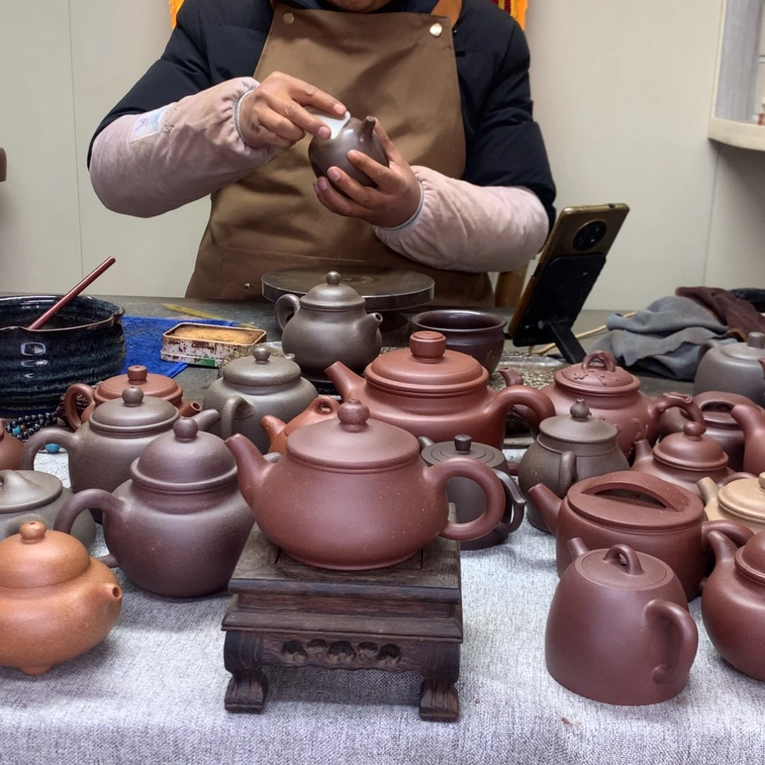 紫泥茶壶矮潘230c半手工制作
