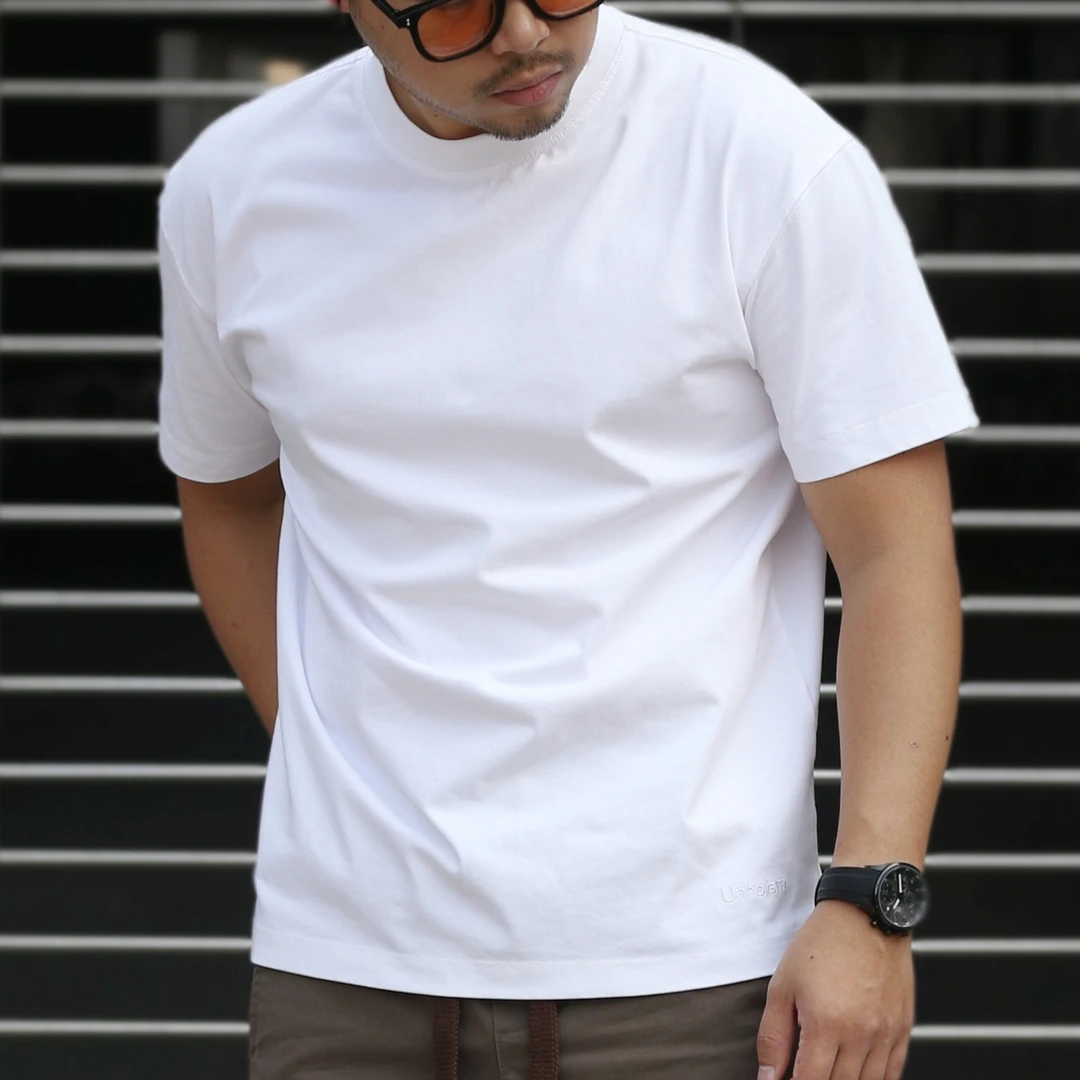 合身微宽松小袖口版260克索罗娜凉感抗皱抗菌棉刺绣男生T恤夏季