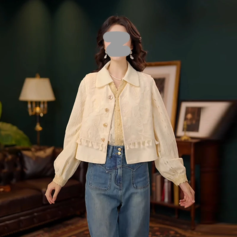 2025早秋新款港风复古纯色无袖马夹+翻领显瘦长袖衬衫两件套女士