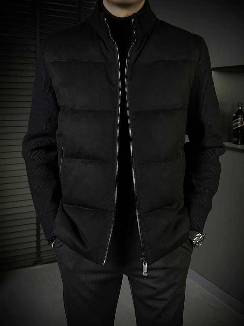 KING&GUCH【90白鸭绒拼针织】秋冬季新款商务百搭休闲针织羽绒服005
