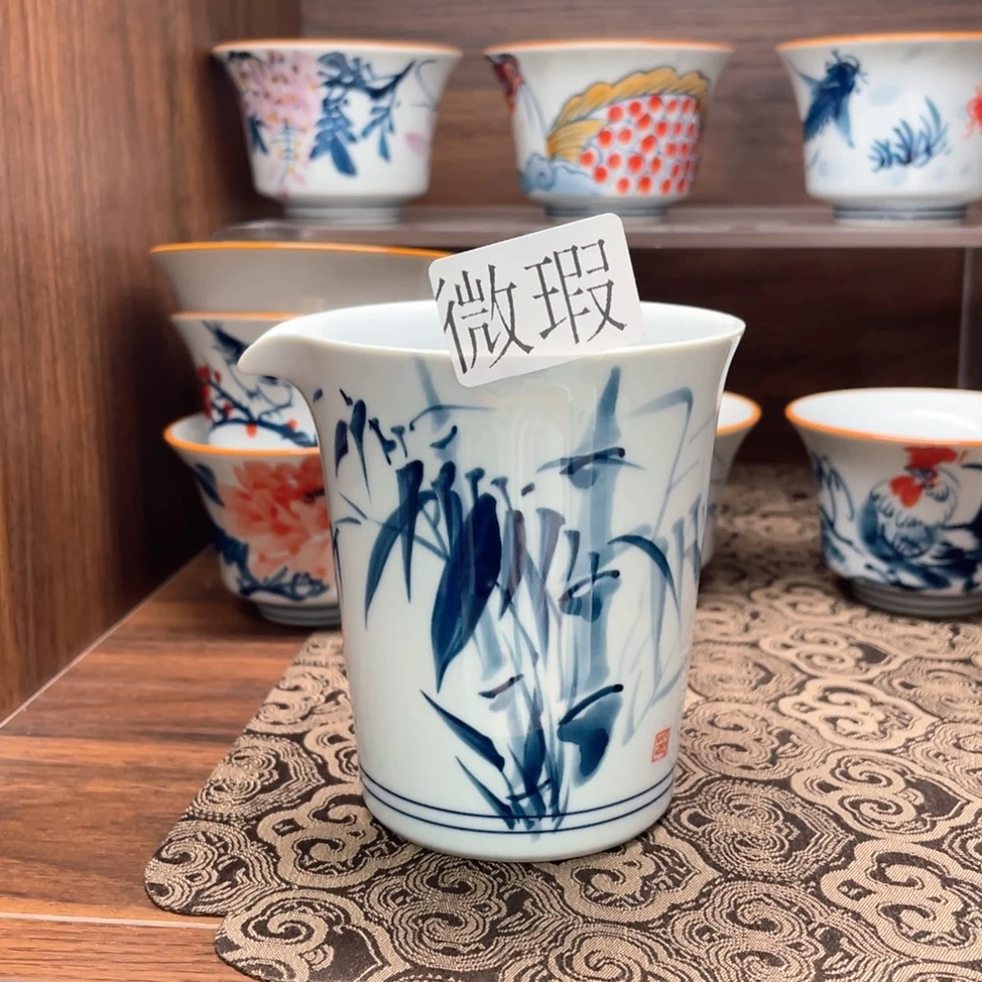 釉下手绘茶具微瑕