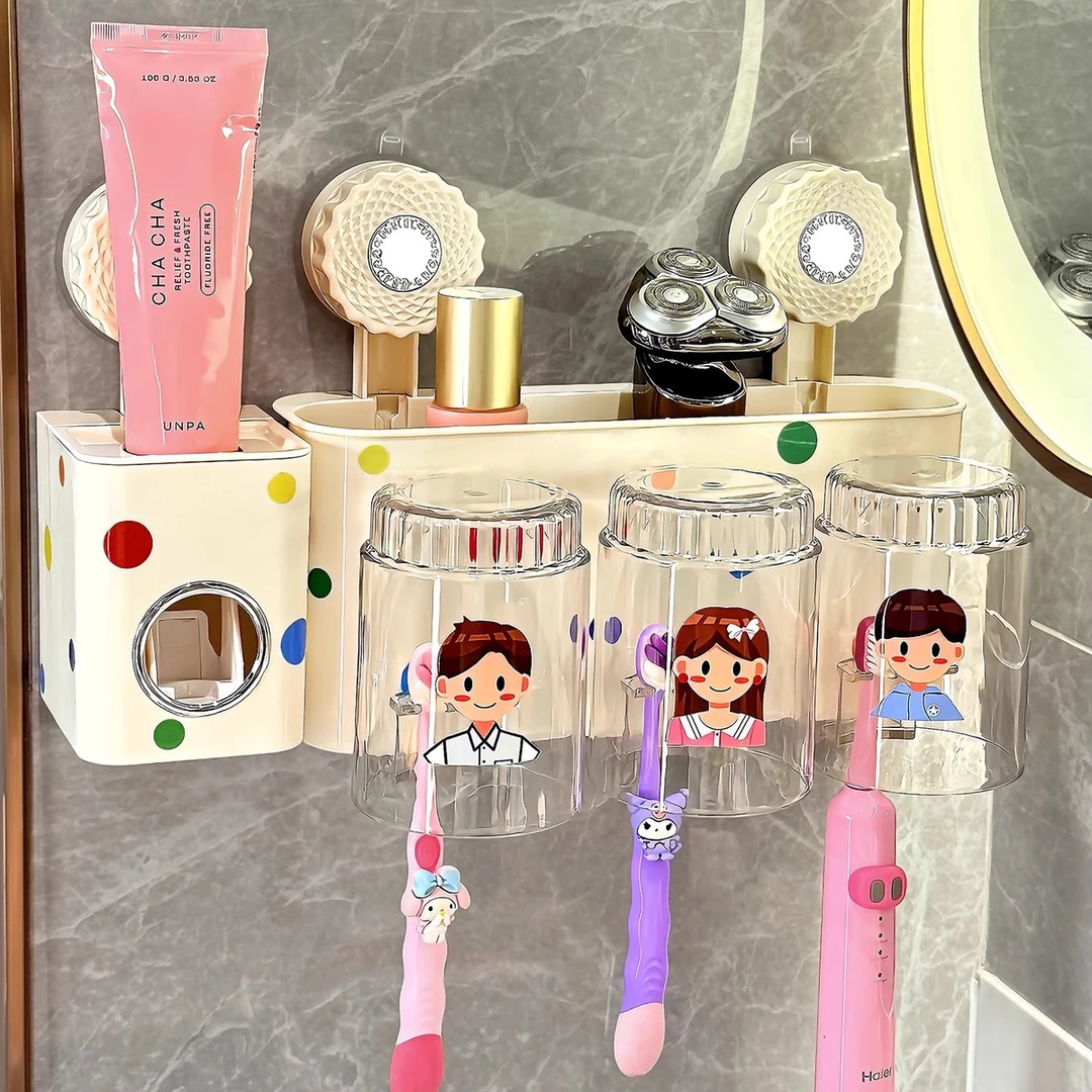 吸盘牙刷置物架壁挂式免打孔新款漱口杯家庭组合刷牙牙膏牙杯架子