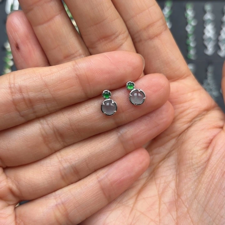 翡翠银S925镶嵌耳饰