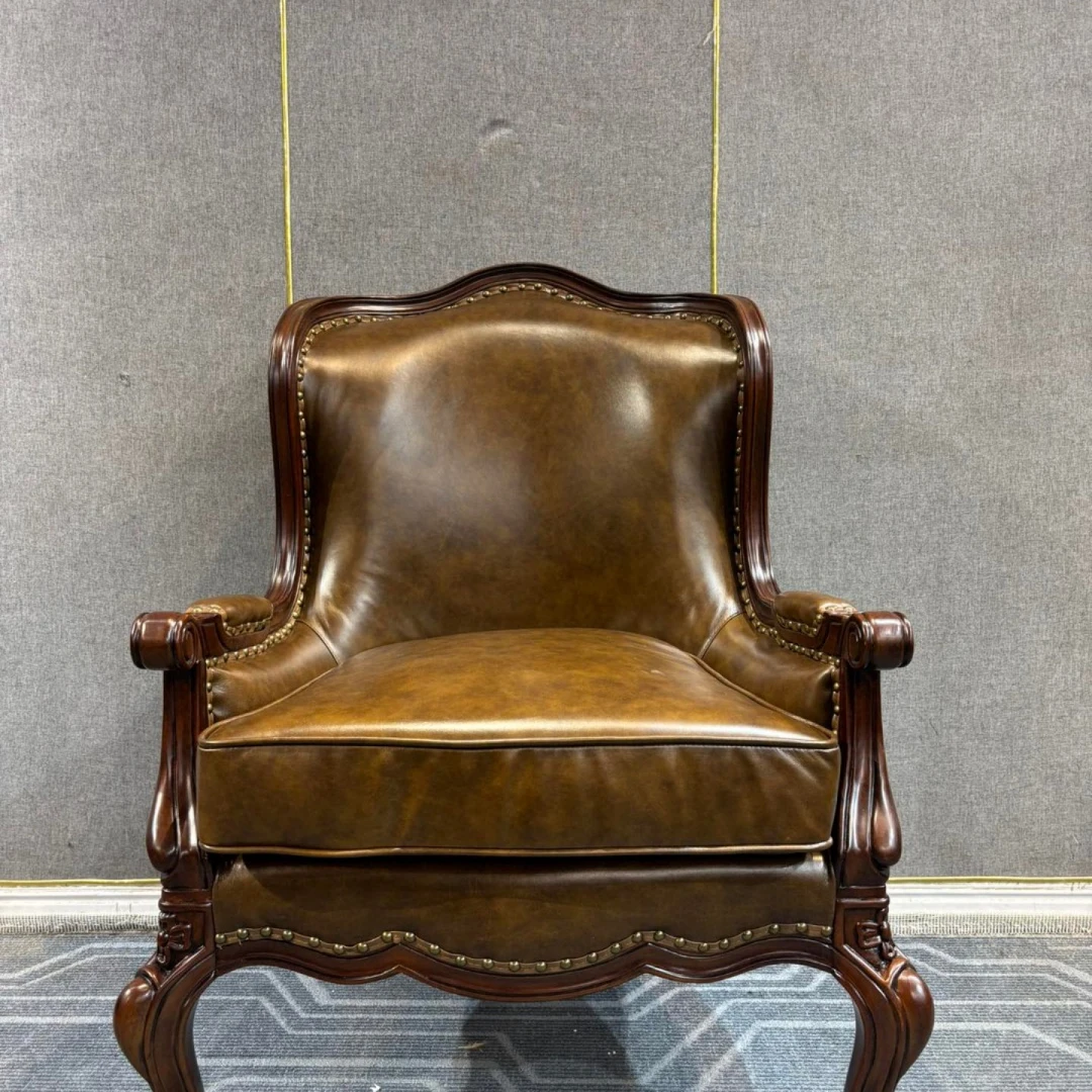 超拍链接XXY302休闲椅750*750*1060坐高500 美式复古单人书椅