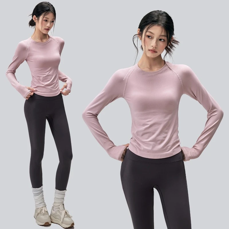 裸感瑜伽服女高弹速干透气跑步运动上衣修身显瘦普拉提健身两件套