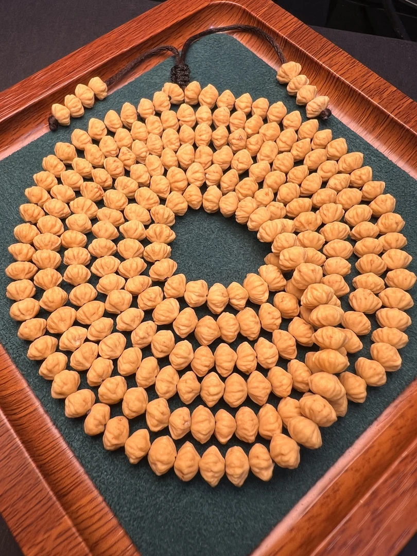 【徽九莲 九·小精品】九华山金叶莲花菩提文玩216颗长串7mm