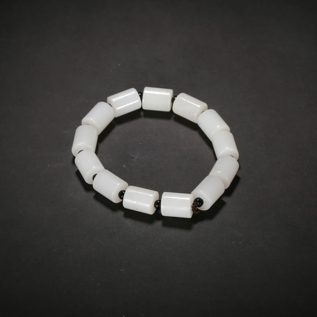 清代*白玉桶珠手串/12LB5037/和田玉【北京文博】