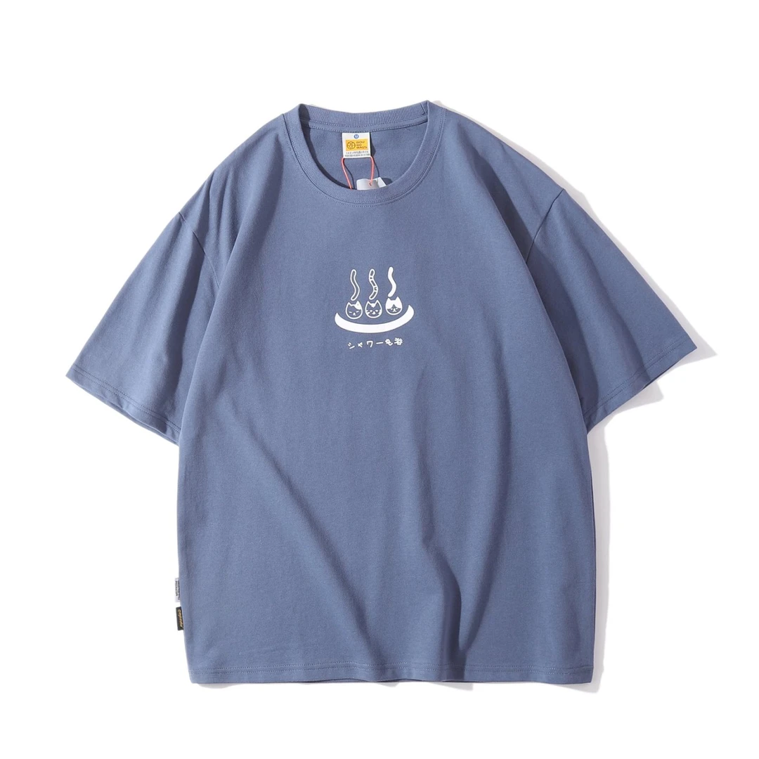 夏季重磅纯棉宽松时尚T恤潮流男士日系韩版国潮短袖WT013