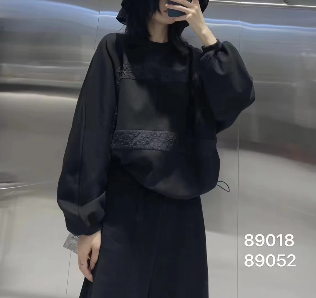 SKGD#89018春季福利高品质拼接蝙蝠袖下摆抽绳卫衣，衣长：58cm