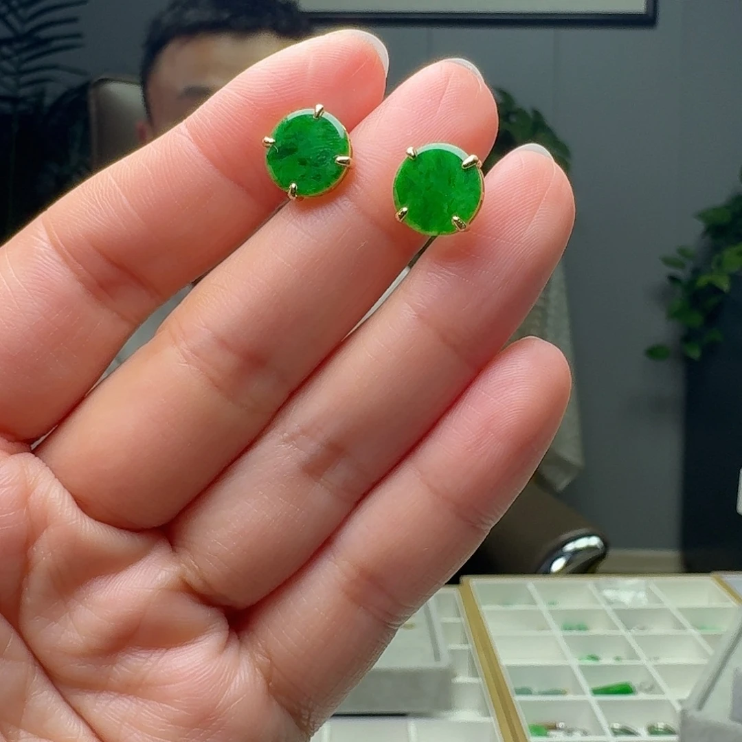 翡翠银S925镶嵌耳饰多样性发货其一