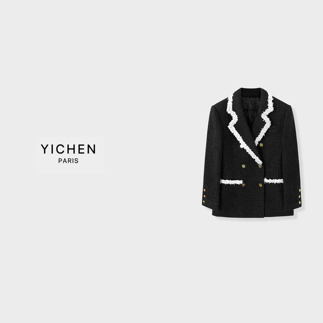 YC 黑色重工手缝花边织带外套-1827