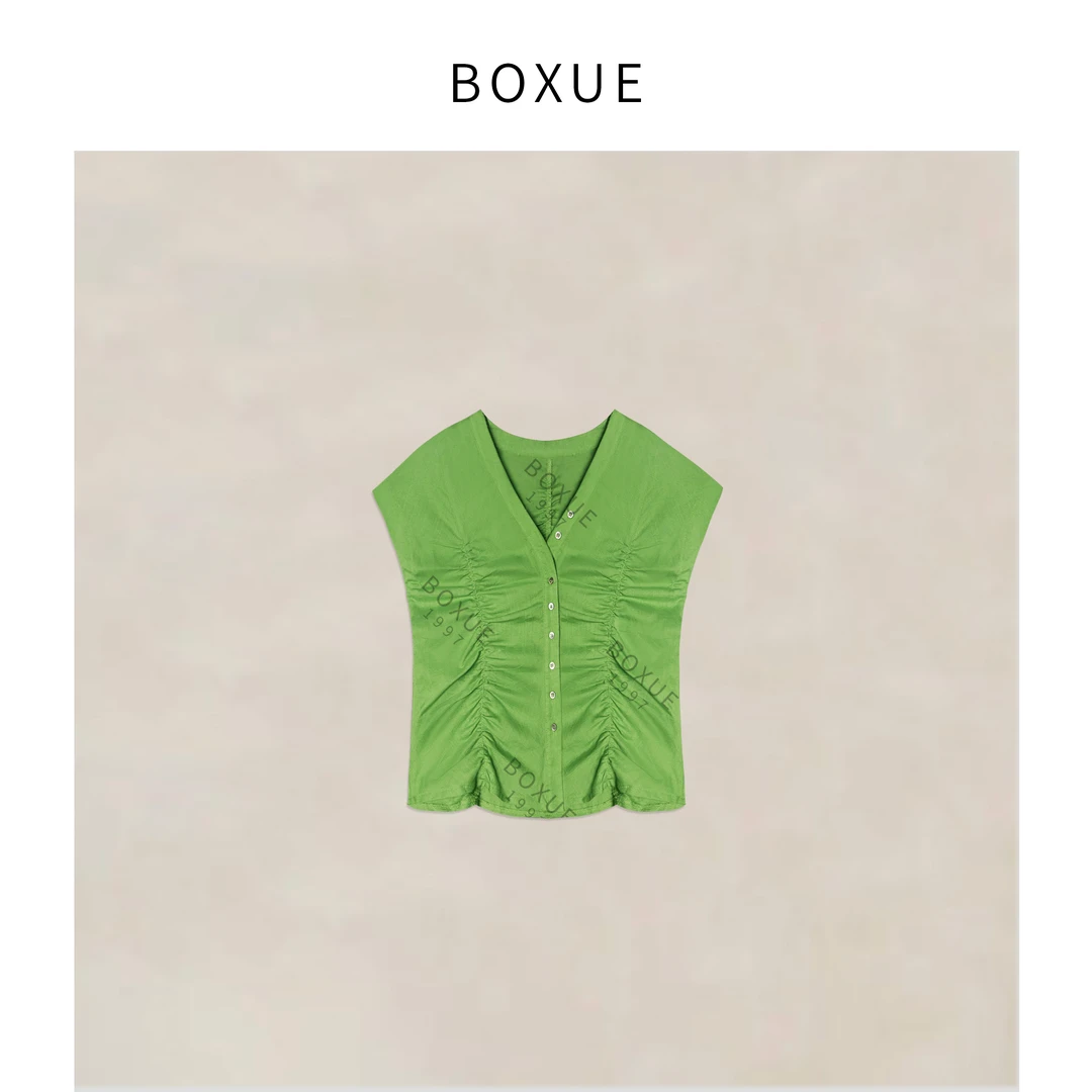 BOXUE‘’玉兰盘香‘’2025春季高级感亚.麻碎花轻奢外套#250506W2303