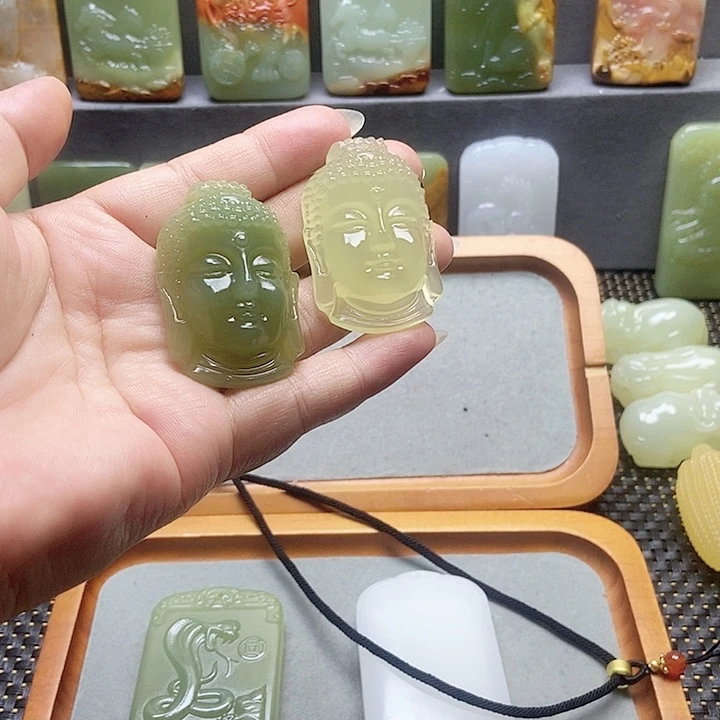 淡***哥新疆昆仑山脉料佛头一对