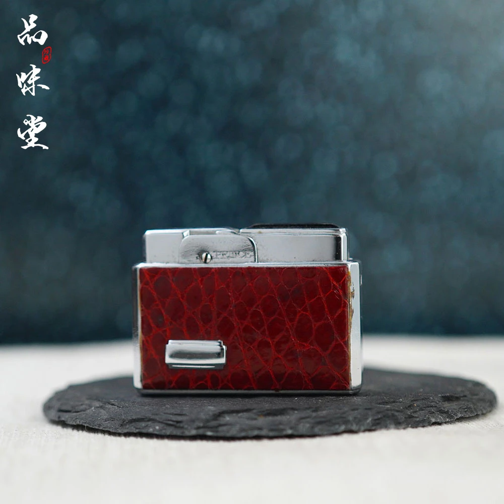 1950年日本Prince王子500型红色皮革磕头机煤油古董打火机 实用型
