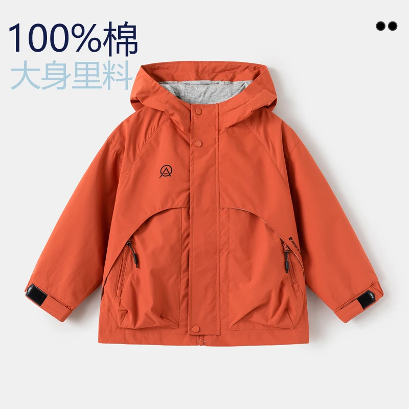 外贸童装男童连帽拉链衫外套春装 中大童儿童帅气三防户外冲锋衣